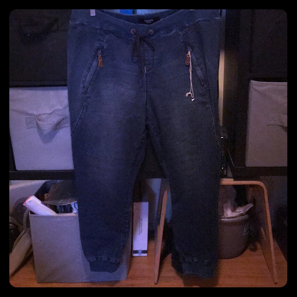 Casual Women’s Dark Blue Drawstring Jogger Jeans